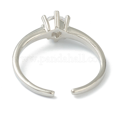 Регулируемые латунные кольца микро манжеты из прозрачного циркония RJEW-L100-010-1