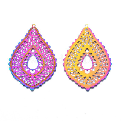 Ионное покрытие(ip) 304 нержавеющая сталь филигранные большие подвески&nbsp;LS-STAS-T057-56-1