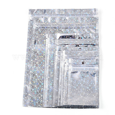 Блестящая голографическая звезда пластиковая упаковка инь-ян пакеты с застежкой-молнией OPP-N002-02A-1