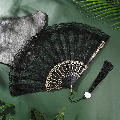 1шт пластиковый и тканевый вентилятор&nbsp;AJEW-SP0003-76-1