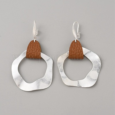 Серьги-кольца с подвесками из латуни EJEW-WH0017-63C-1