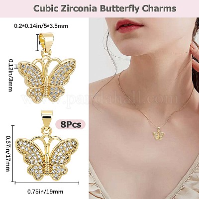 8шт латунные подвески с микропаве и кубическим цирконием ZIRC-BBC0001-52-1