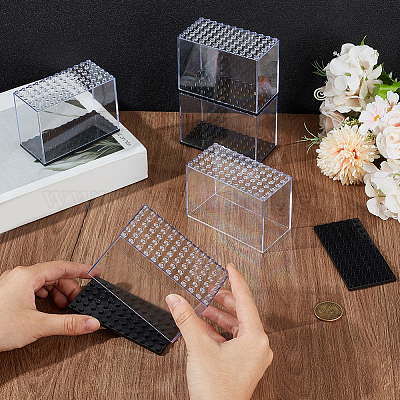 Прямоугольная пластиковая витрина для минифигурок с черным основанием&nbsp;ODIS-WH0004-14-1