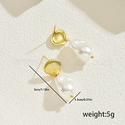 Винтажные латунные украшения с подвеской в форме ракушки из искусственного жемчуга VZ9917-1-1
