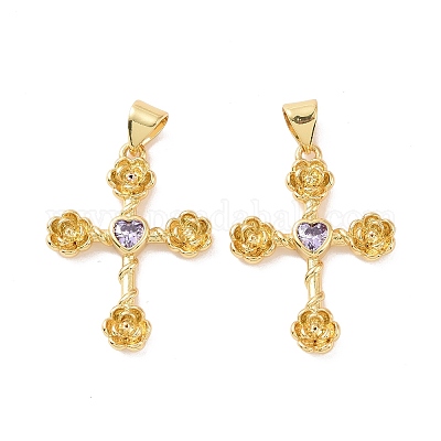 Крест с цветком KK-G435-06G-05-1