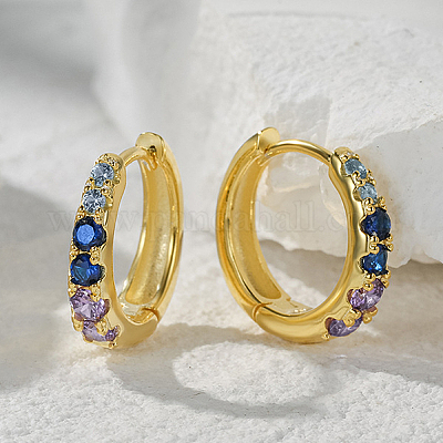 S925 серьги-кольца из стерлингового серебра с разноцветными кубическими цирконами ZY9820-1-1