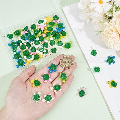 56 шт. 7-х цветные кабошоны из непрозрачной смолы с изображением морских животных RESI-NB0002-05-1