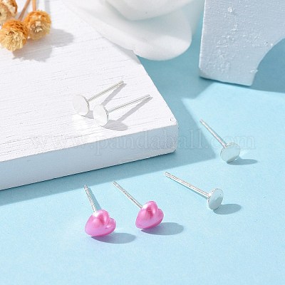 925 серебряная фурнитура для плоских серег-пусетов STER-K167-045C-S-1