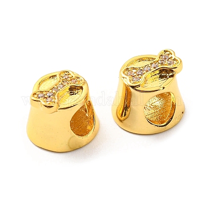 Реечное покрытие латунь микро паве кубический цирконий европейские бусины KK-M247-03G-1