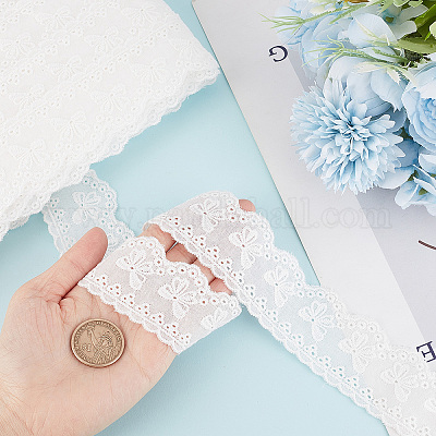 Кружевная отделка с вышивкой из хлопка SRIB-WH0011-053-1