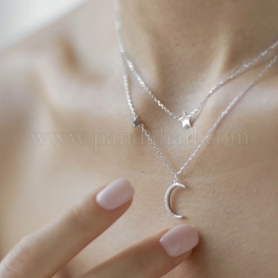 Комплект из ожерелья и кольца из стерлингового серебра со звездой и луной YV6994-1-1