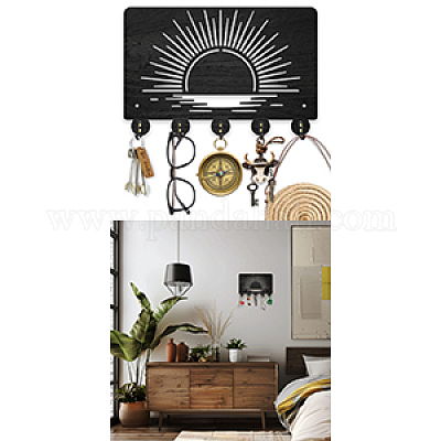 Настенные вешалки из дерева и железа HJEW-WH0055-228-1