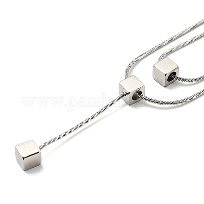 Не тускнеющие круглые цепочки-змейки из нержавеющей стали 304 BJEW-K257-03P-1