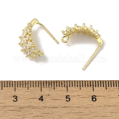 Фурнитура для ушей из латуни микро-паве с кубическим цирконием KK-K371-08G-1