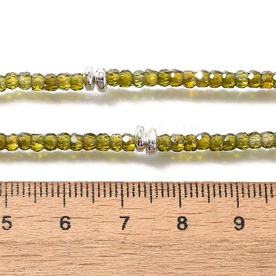 Ожерелья из граненых бусин рондель из натурального перидота для женщин NJEW-M048-03-1