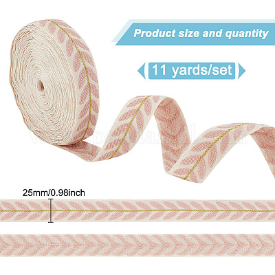 Около 10.5~11 ярда жаккардовых лент из поликоттона в этническом стиле с узором в виде листьев OCOR-GO0001-15B-1