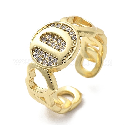 Открытые манжеты из латуни с микропаве и прозрачным цирконием для женщин RJEW-K289-02G-D-1