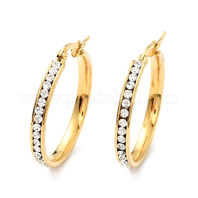 Серьги-кольца с кристаллами и стразами EJEW-D279-01G-05-1