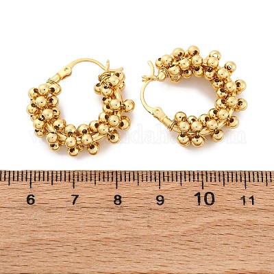 Круглые латунные серьги-кольца EJEW-R025-34G-1