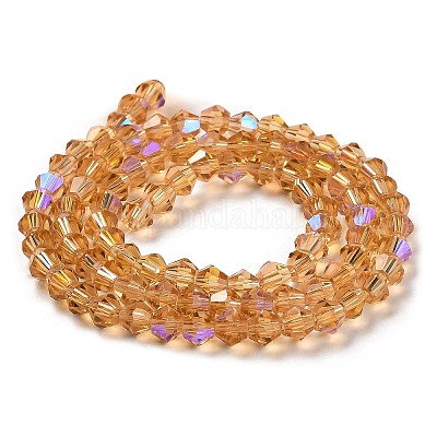 Прозрачные стеклянные бусины гальваническим пряди GLAA-F029-3mm-D18-1