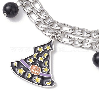 Тема хэллоуина 304 нержавеющая сталь figaro цепи многорядные браслеты BJEW-JB12094-02-1