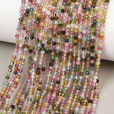 Нити из натуральных разноцветных турмалиновых бусин&nbsp;G-B175-D02-2mm-1