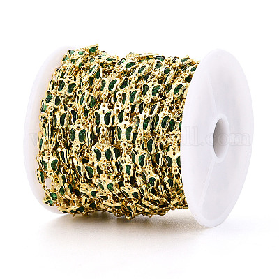 Латунные стеклянные цепочки-подвески в виде бабочек CHC-T018-11E-G-1