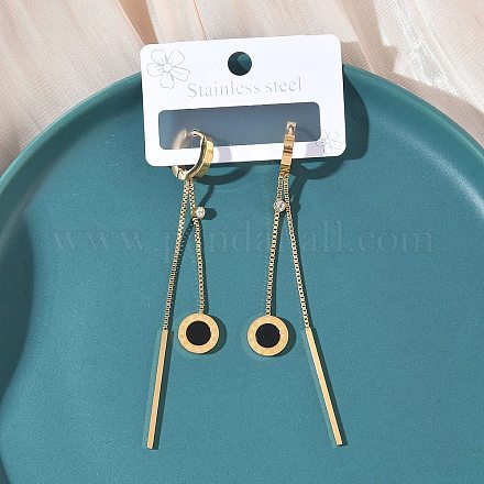 Серьги-кольца с кисточками из нержавеющей стали 304 с кристаллами и стразами EJEW-G453-02G-1