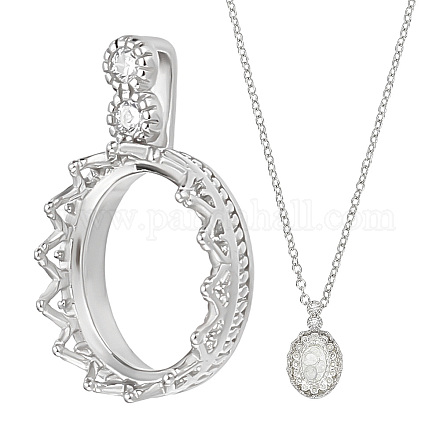 1 шт. 925 подвески из стерлингового серебра с кабошонами из горного хрусталя STER-BC0003-64B-1