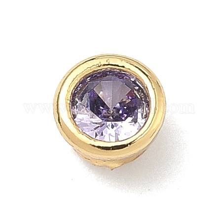 Плоские круглые латунные микропаве кабошоны из кубического циркония&nbsp;KK-P345-13G-A03-1