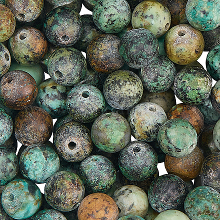 2 нитка матовых натуральных африканских бирюзовых (яшмовых) круглых бусин G-PA0001-33-1