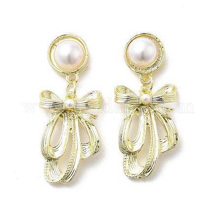 Серьги-гвоздики с подвесками из латуни с бантом EJEW-H156-04LG-1