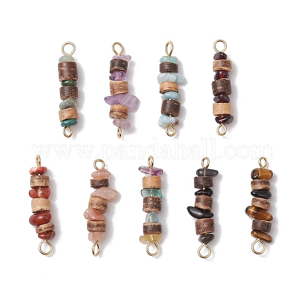 9 шт. 9 стиля подвески-фигурки с натуральным смешанным камнем и натуральным кокосовым диском PALLOY-JF03570-1