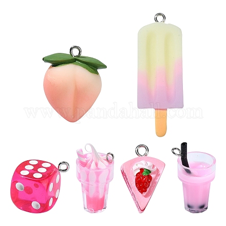 30шт 6 стиля непрозрачные подвески из смолы RESI-YW0001-67A-1