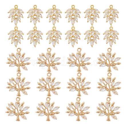 24 шт. 2 стиля латунные подвески с микропаве и кубическим цирконием KK-HS0001-29-1