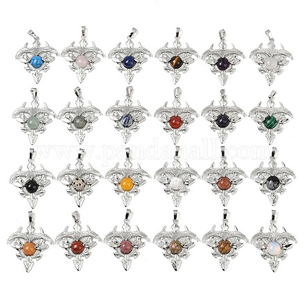 Подвески-треугольники из натуральных и синтетических смешанных драгоценных камней G-G293-01P-1