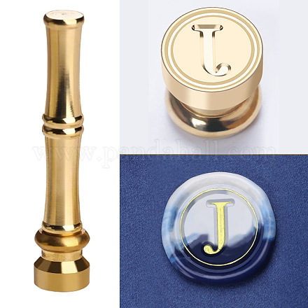 Головка штампа из латуни золотистого цвета с восковой печатью и ручкой в форме бамбуковой палочки STAM-K001-05G-J-1