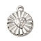 Non-Tarnish 304 Stainless Steel Charms, Flat Round with Heart, Stainless Steel Color, 15x12x2mm, Hole: 1.8mm