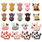 18Pcs 18 Styles Cow/Cattle Food Grade Silicone Focal Beads, Mixed Color, 26.5~31x26.5~38x7~10mm, Hole: 2~3mm, 1pc/style