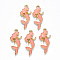 Alloy Enamel Pendants, Mermaid, Light Gold, Light Salmon, 29x12.5x2mm, Hole: 1.4mm