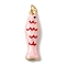 Brass Enamel Pendants, Fish, Long-Lasting Plated, Rack Plating, with Jump Ring, Golden, Pink, 24.5x7.5x5.5mm