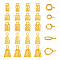 50Pcs 5 Style Rack Plating Alloy Tube Bails, Loop Bails, Leaf & Column , Matte Gold Color, 9.5~14.5x6.5~8x4.5~7mm, Hole: 1.6~2mm, Inner Diameter: 2.5~7.5mm, 10Pcs/style