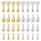 48Pcs 8 Style Brass Ice Pick Pinch Bails, Platinum & Golden, 10~18.5, Hole: 3.5~5x3~4.5mm, Pin: 0.8~1mm, 6Pcs/style