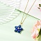 Handmade Glass Seed Beaded and Synthetic Imperial Jasper Dyed Beads Star Pendant Necklaces for Women, Golden, Blue, 17.80 inch(45.2cm)