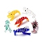 Handmade Lampwork Pendants, Shrimp Charms, Mixed Color, 19x35x18.5mm, Hole: 2.5x3mm