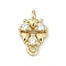 Brass Micro Pave Clear Cubic Zirconia Connector Charms, Long-Lasting Plated, Cadmium Free & Nickel Free & Lead Free, Real 14K Gold Plated, Flower, 11.5x7.5x3.5mm, Hole: 1.2mm
