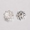 Alloy Bead Caps, Multi-Petal Flower, Silver Color Plated, 8x3mm, Hole: 1mm