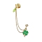 304 Stainless Steel Cuff Earring Chains, Alloy Charms Stud Earrings Crawler Earrings, Clover, 90mm