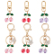 6Pcs 6 Styles Cherry Transparent Acrylic Pendant Decorations, with Alloy Finding, for Keychain Earphone Bag Gift Pendant Decoration, Mixed Color, 63.5~90mm, 1pc/style
