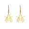 304 Stainless Steel Dangle Earrings, Hollow Insect, Real 18K Gold Plated, No Size